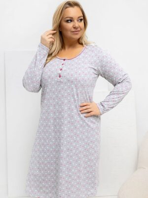 Koszula Nocna Plus Size Model DU-KN-FP-605.69 Grey - Forever Pink