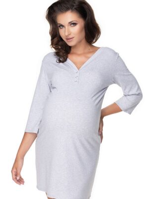 Koszula Nocna Ciążowa Model 0157 Grey - PeeKaBoo