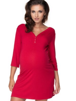Koszula Nocna Ciążowa Model 0157 Bordo - PeeKaBoo