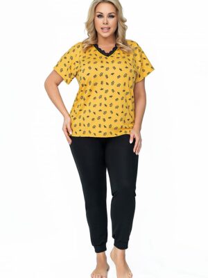 Piżama Damska Model Queen Plus Size Musztard - Donna