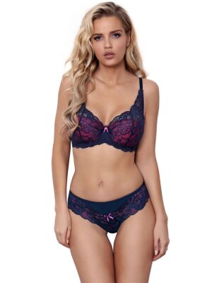 Biustonosz push up Biustonosz Push-up Model V-9411 Blue Lagoon Navy/Pink - Axami